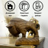 Hand-Carved Wooden Bison Figurine, 5.2 inch - American Buffalo Desk Statue