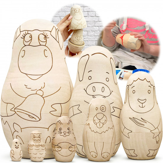 Farm Animals Blank Nesting Dolls