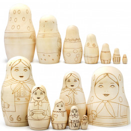 Blank First Russian Nesting Dolls for Coloring Set 7 pcs - Paint Your Own Matryoshka