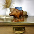 Hand Carved Wooden Boar Figurine - Wild Animal Sculpture Wood Handcraft Carving 4.7 In