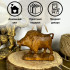 Hand Carved Wooden Boar Figurine - Wild Animal Sculpture Wood Handcraft Carving 4.7 In