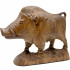Hand Carved Wooden Boar Figurine - Wild Animal Sculpture Wood Handcraft Carving 4.7 In