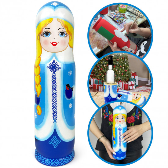 Wooden Wine Bottle Case Hand Painted Nesting Doll