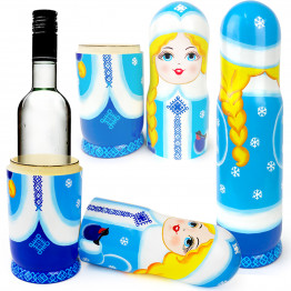 Wooden Wine Bottle Case Hand Painted Nesting Doll
