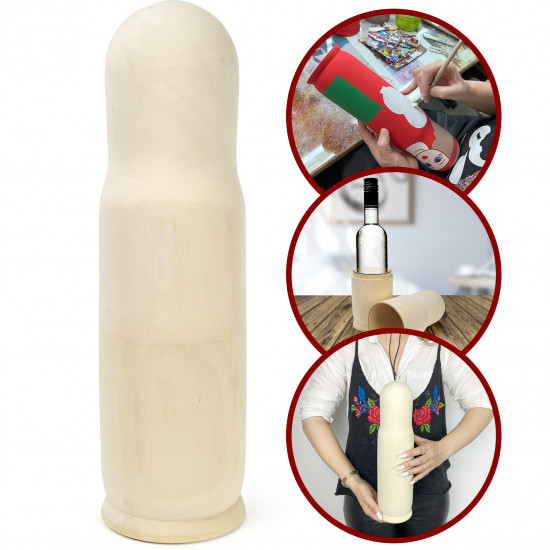 Unfinished Wooden Bottle Holder 0.5L for Painting