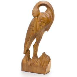 Handcrafted Wooden Stork Sculpture - 7-Inch Rustic Heron Wood Carving