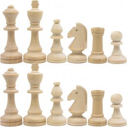 32pcs Unpainted Wood Chess Pieces Only for Board Games, Paint Your Own Chess Set