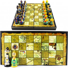Battle Borodino 1812 Themed Chess Set - Handmade Souvenir Chess Pieces Russian Nesting Dolls