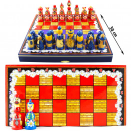 Chamomile Themed Chess Set - Wooden Chess Pieces in a Shape of Matryoshka Dolls