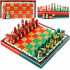 Souvenir Chess Set with Hand Painted Chamomiles - Wooden Chess Pieces as Matryoshka Dolls