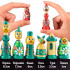 Souvenir Chess Set with Hand Painted Chamomiles - Wooden Chess Pieces as Matryoshka Dolls