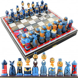 Civil War Chess Set - American Civil War Chess Pieces Nesting Dolls
