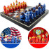 Cold War Souvenir Wooden Chess Set - Hand Carved Chess Pieces Matryoshka Dolls