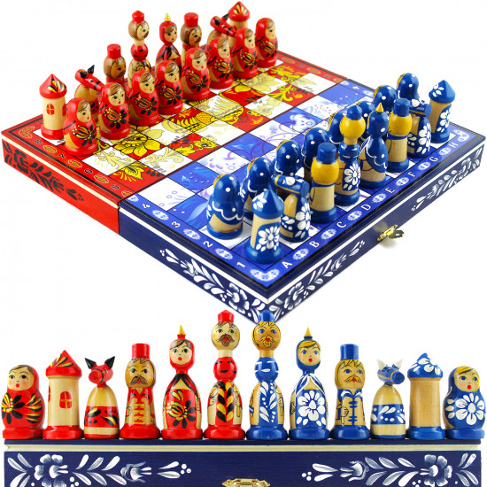 Chess Set Gzhel & Khokhloma