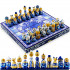 Gzhel Themed Chess Set - Russian Gzhel Chess Pieces Russian Nesting Doll