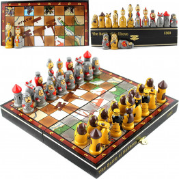 Kulikovo Battle Themed Chess Set - Handmade Chess Pieces Matryoshka Dolls Board Game