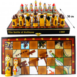 Kulikovo Battle Themed Chess Set - Handmade Chess Pieces Matryoshka Dolls Board Game