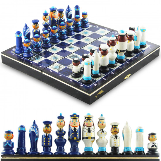 Navy Sailors Themed Chess Set - Russian Souvenir Chess Sets Nautical Decor