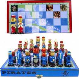 Pirate Nesting Doll Pieces Matryoshka Wooden Chess Set