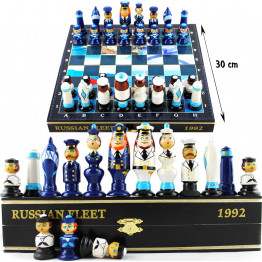 Russian Navy Fleet Themed Chess Set - Wooden Chess Pieces Matryoshka Dolls