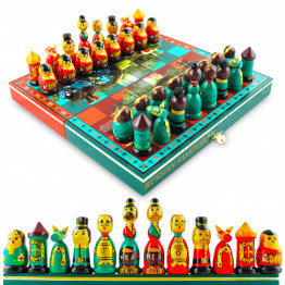 Russian Samovar Handmade Chess Set - Chess Pieces as Matryoshka Dolls
