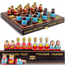 Matryoshka Checkers Game - Russian Nesting Dolls Fairy Tale Story Theme Tabletop Adventure