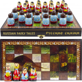 Matryoshka Checkers Game - Russian Nesting Dolls Fairy Tale Story Theme Tabletop Adventure