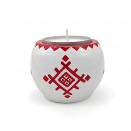 Hand Painted Wooden Tealight Candle Holder Slavic Folk Ornament