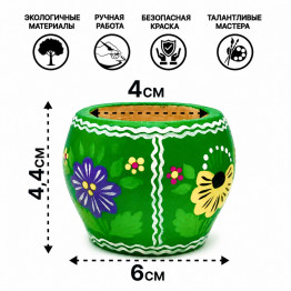 "Yanov" Wooden Candle Holder with Hand-Painted Ogovo Slavic Floral Art