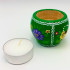 "Yanov" Wooden Candle Holder with Hand-Painted Ogovo Slavic Floral Art