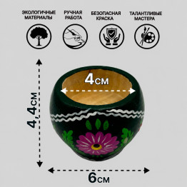 Wooden Candle Holder with Slavic Folk Floral Painting "Motol"