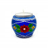 Wooden Candle Holder Yaselda with Slavic Folk Floral Painting Blue