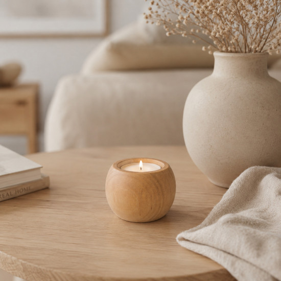 UTUL Wooden Tealight Candle Holder for Home Decor, 4 cm