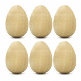 Set of 6 pcs Unpainted Easter Wooden Eggs 2.6'', Paintable Easter Eggs to Decorate