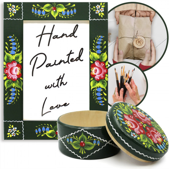 Ogovo Set – Hand-Painted Picture Frame and Jewelry Box in Traditional Belarusian Folk Art Style