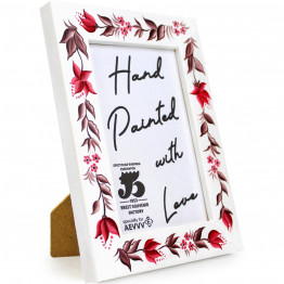 White photo frame hand-painted flowers