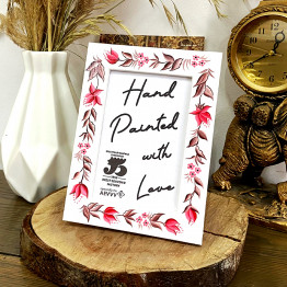 White photo frame hand-painted flowers