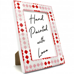 White photo frame Belarusian hand-painted folk ornament