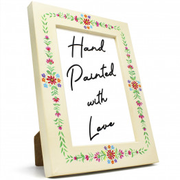 Hand-Painted Wooden Picture Frame 4x6 Inch – Ogovo Floral Folk Art Design