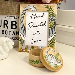 Wooden Gift Set Photo Frame and Box with Dinosaur Design