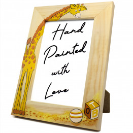 Hand-Painted Giraffe Photo Frame for Tabletop Display or Wall Decor