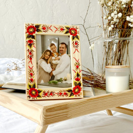 Poppy Flower Floral Picture Frames for 4 x 6 Photo, Wood Photo Frame for Tabletop Display