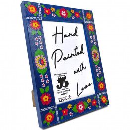 Hand-Painted Wooden Photo Frame 4x6 Folk Floral Design