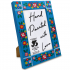 Hand-Painted Wooden Photo Frame "Kremno" with Blue Floral Design