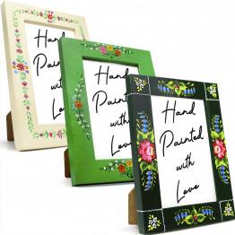 Set of 3 Hand-Painted Frames in Ogovo Style – Handmade, Eco-Friendly Materials, Traditional Belarusian Folk Art