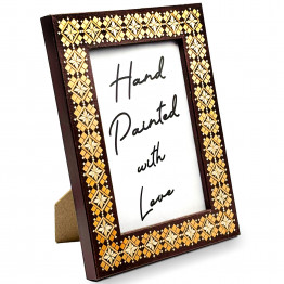 Handmade Wooden Photo Frame with Straw Inlay Design