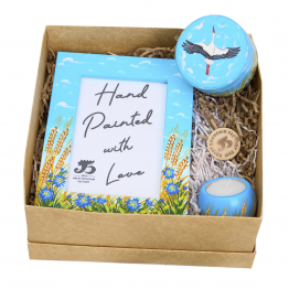 Hand-Painted Wooden Gift Set with Slavic Folk Design