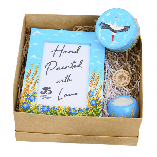 Hand-Painted Wooden Gift Set with Slavic Folk Design