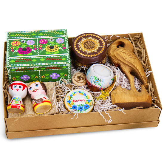 Gift Set by Brest Souvenir Factory – Wooden Folk Art with Slavic Hand-Painted Design