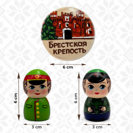 Wooden Gift Set With Hand-Painted Figurines and Brest Fortress Magnet